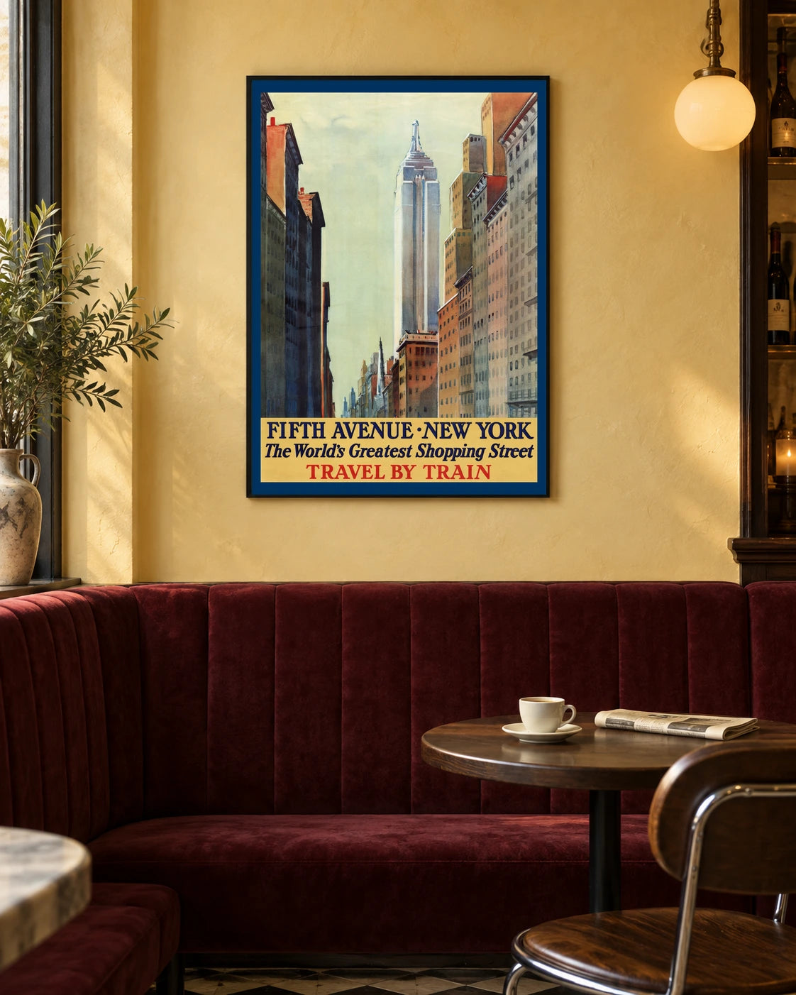 New York — Fifth Avenue — styled room visualisation in a black frame