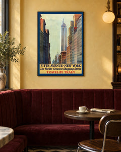 New York — Fifth Avenue — styled room visualisation in a black frame