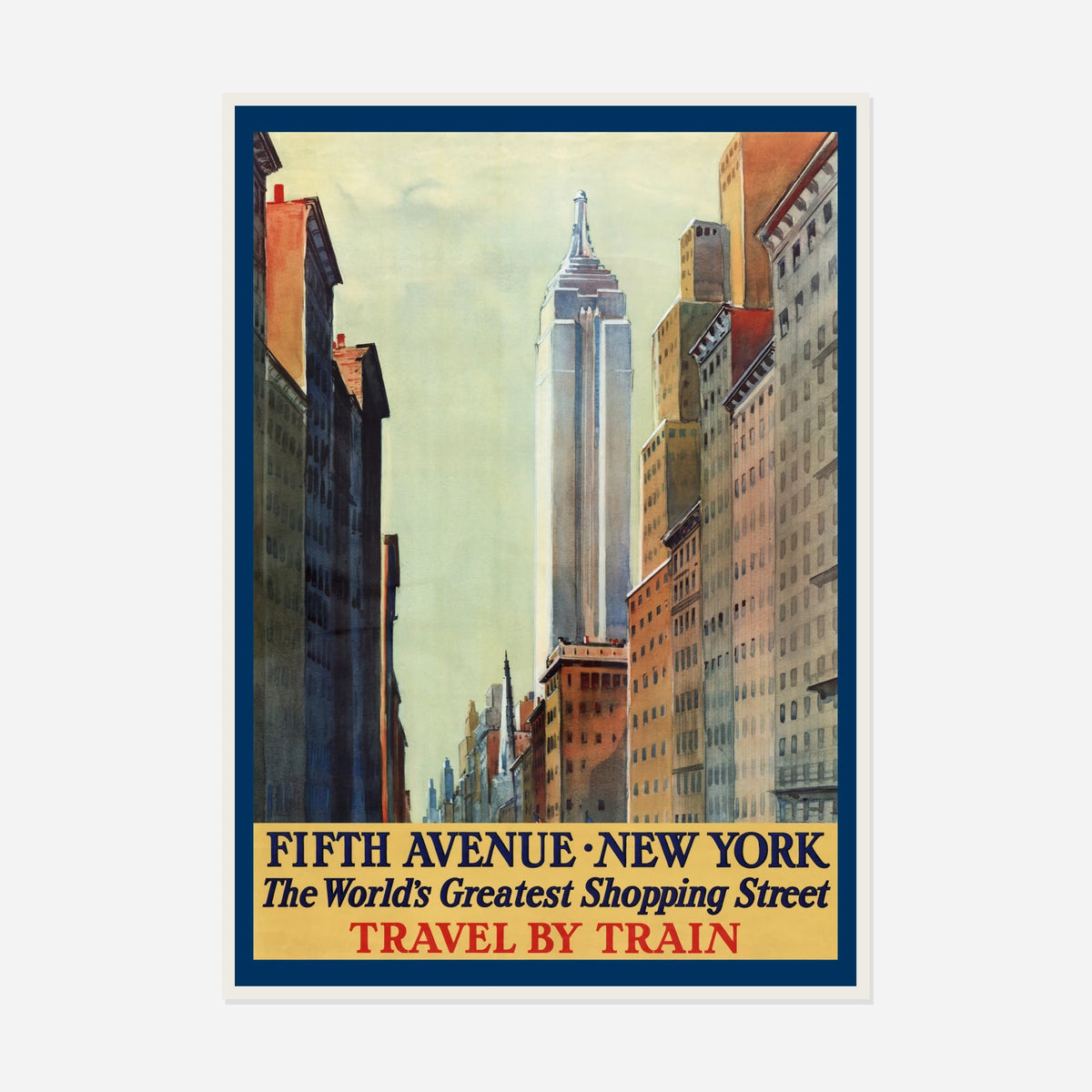 New York — Fifth Avenue — front view in a white frame