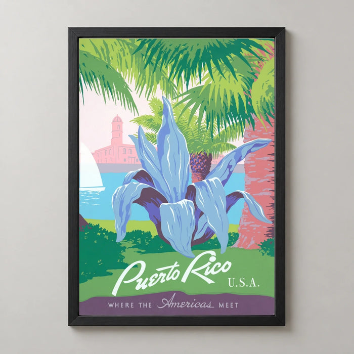 Puerto Rico — Tropical Iris Vintage Travel Poster