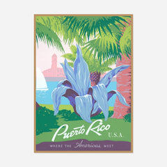 Puerto Rico — Tropical Iris — front view in a natural wood frame