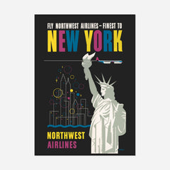 Northwest Airlines New York — front view in a black frame