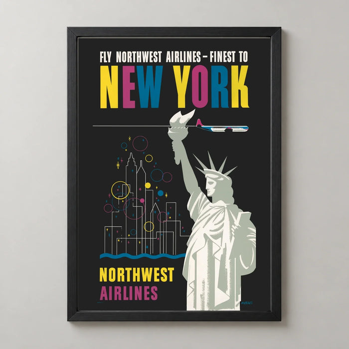 Northwest Airlines New York Vintage Travel Poster