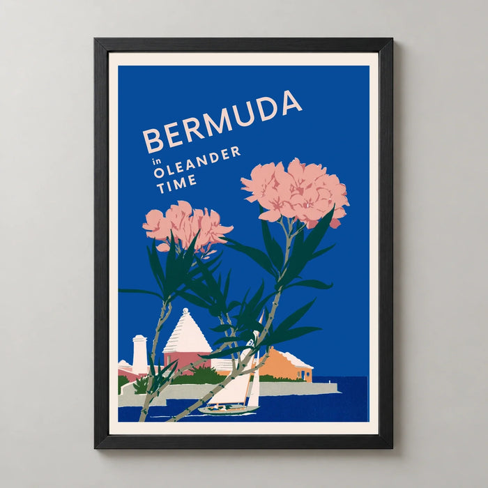 Bermuda — Flowers and Sea Vintage Travel Poster