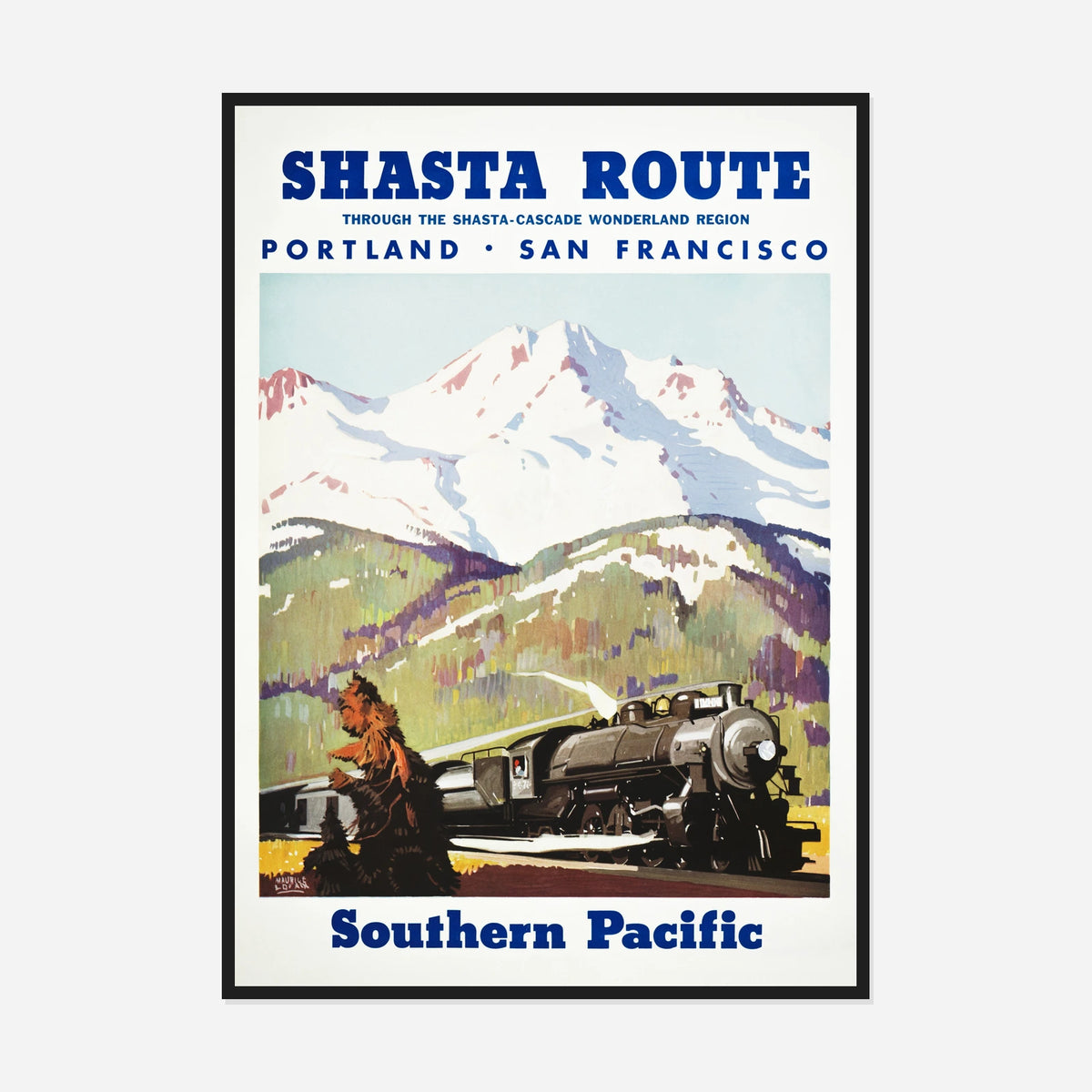 Southern Pacific Shasta Route — front view in a black frame