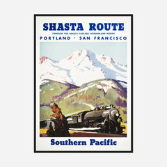 Southern Pacific Shasta Route — front view in a black frame