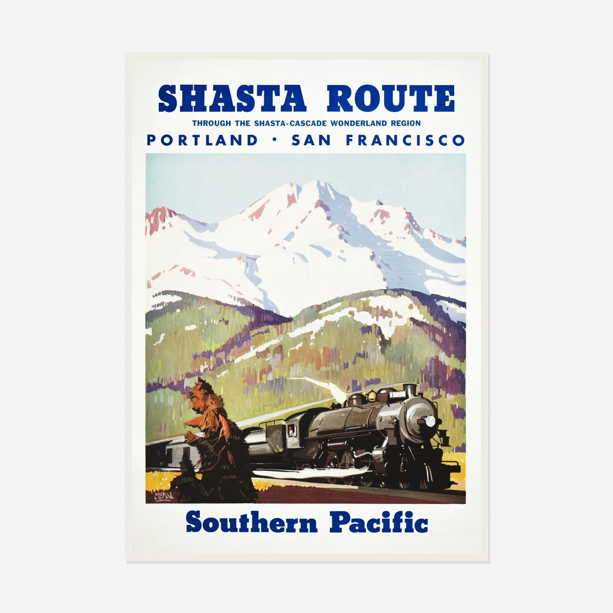 Southern Pacific Shasta Route — front view in a white frame