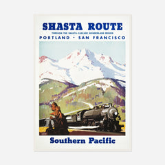 Southern Pacific Shasta Route — front view in a white frame