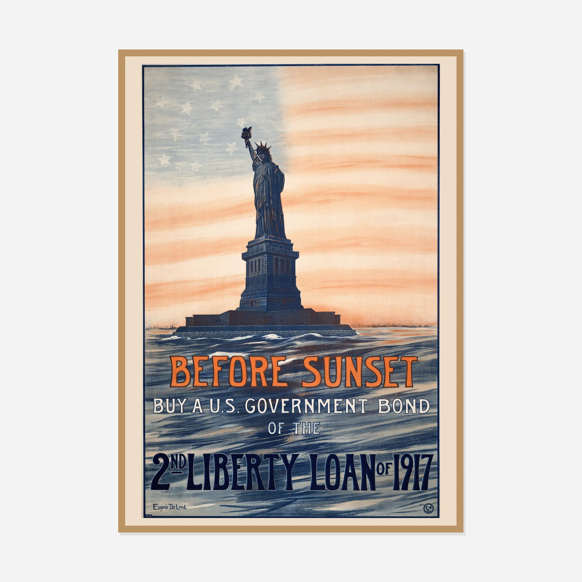 Before Sunset — Liberty Loan — front view in a natural wood frame