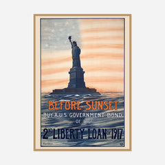 Before Sunset — Liberty Loan — front view in a natural wood frame