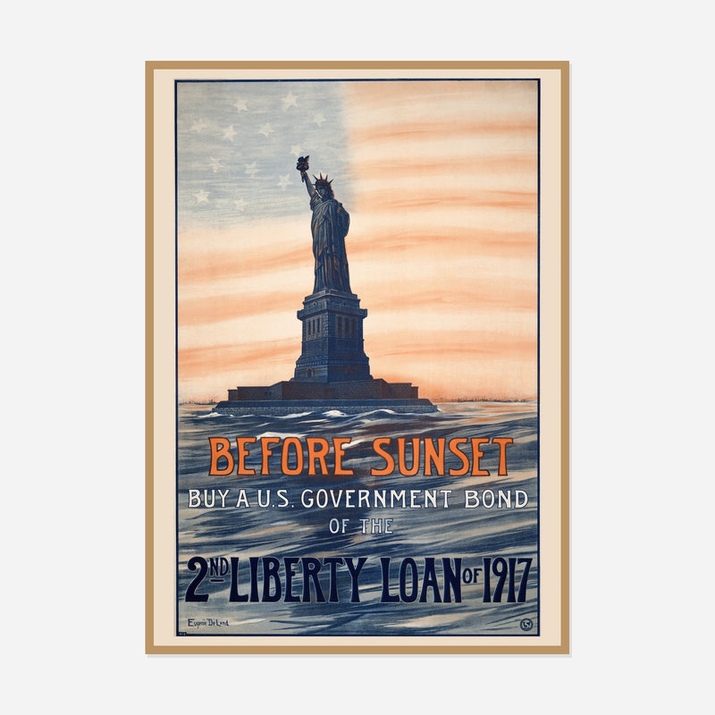 Before Sunset — Liberty Loan — front view in a natural wood frame