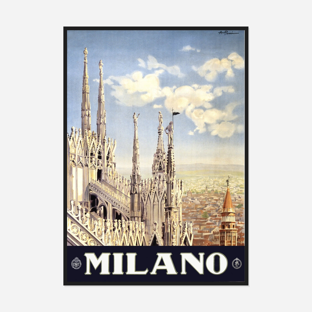 Milan Cathedral — front view in a black frame