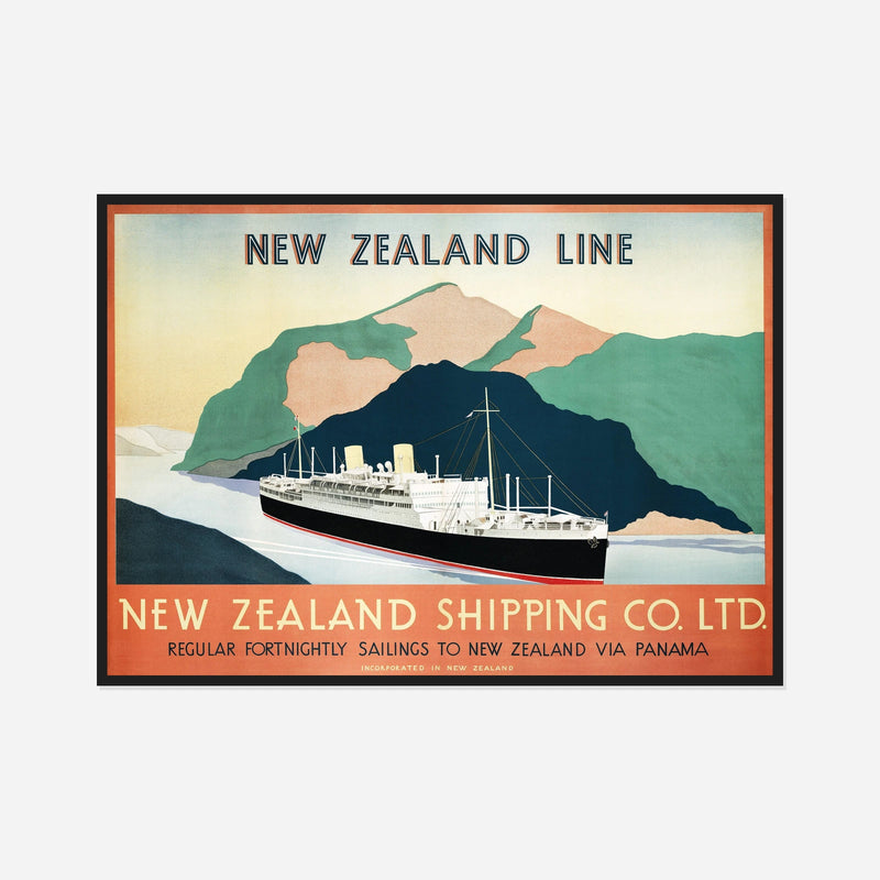 New Zealand Shipping Line via Panama — front view in a black frame