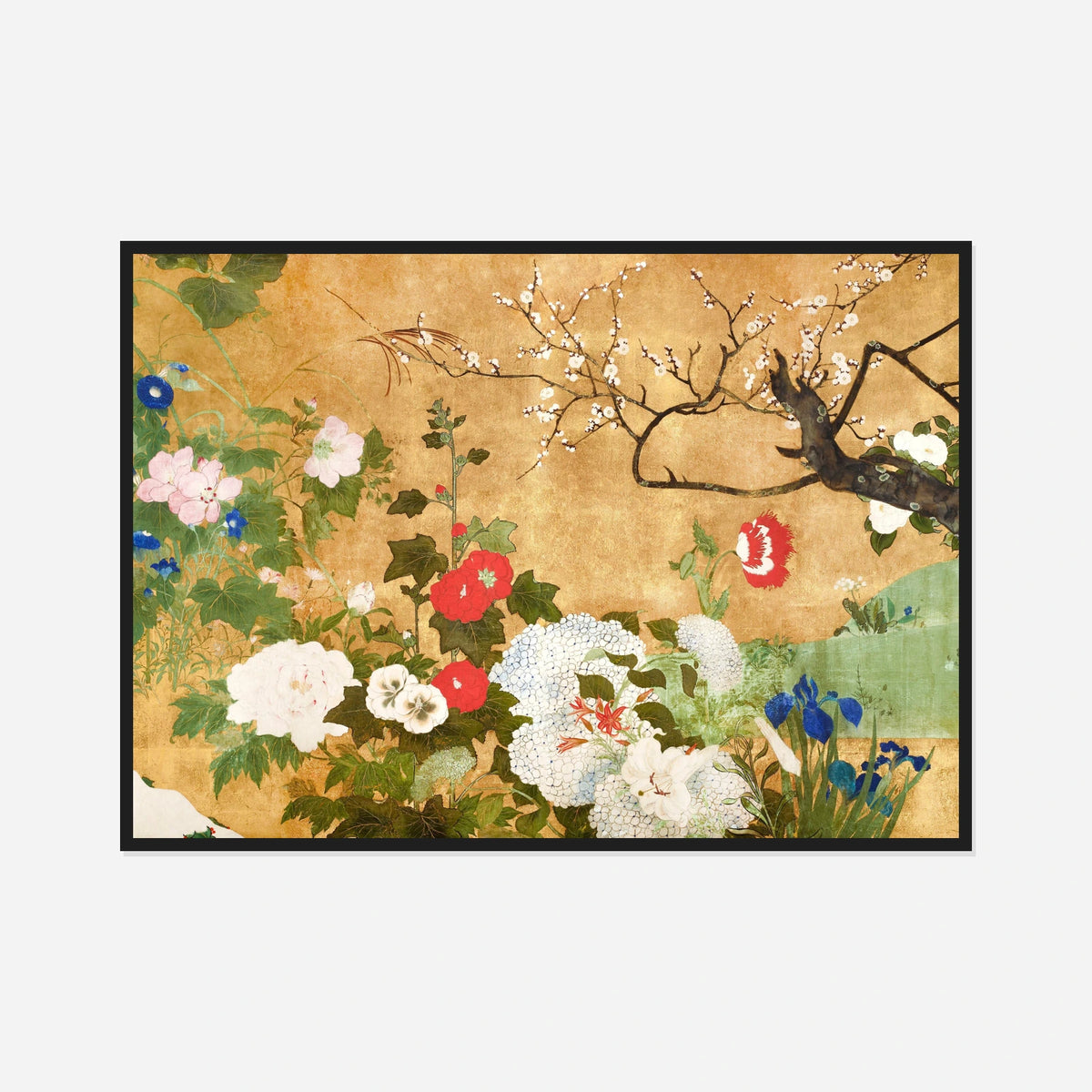 Flowers of the Four Seasons — front view in a black frame