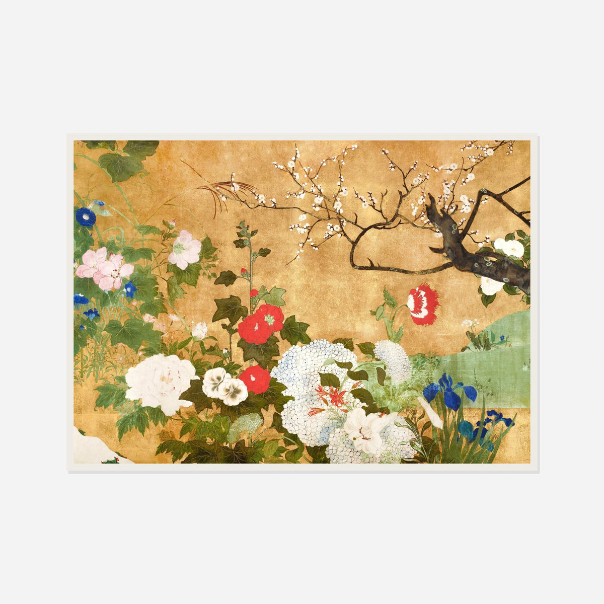 Flowers of the Four Seasons — front view in a white frame