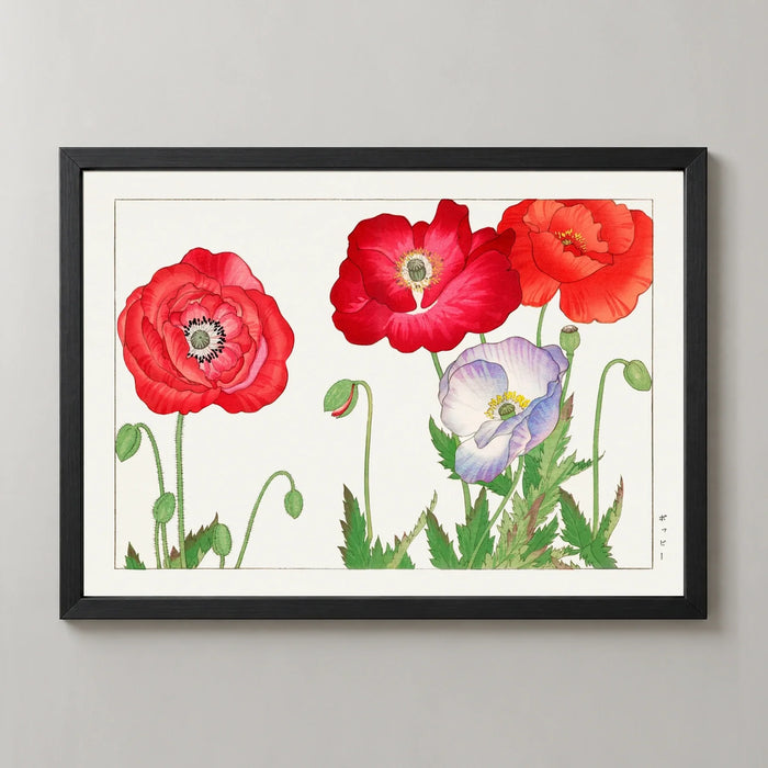 Red Poppies Art Print by Tanigami Kōnan