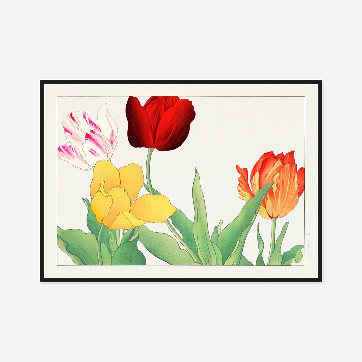 A Gathering of Tulips — front view in a black frame