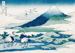 Mount Fuji and Cranes — finished print composition