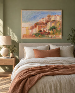 Cagnes — View from a Garden — styled room visualisation in a natural wood frame