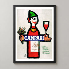 Bitter Campari Bottle Figure Poster — black frame