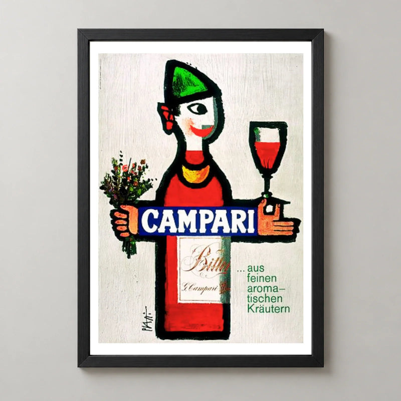 Bitter Campari Bottle Figure Poster — black frame