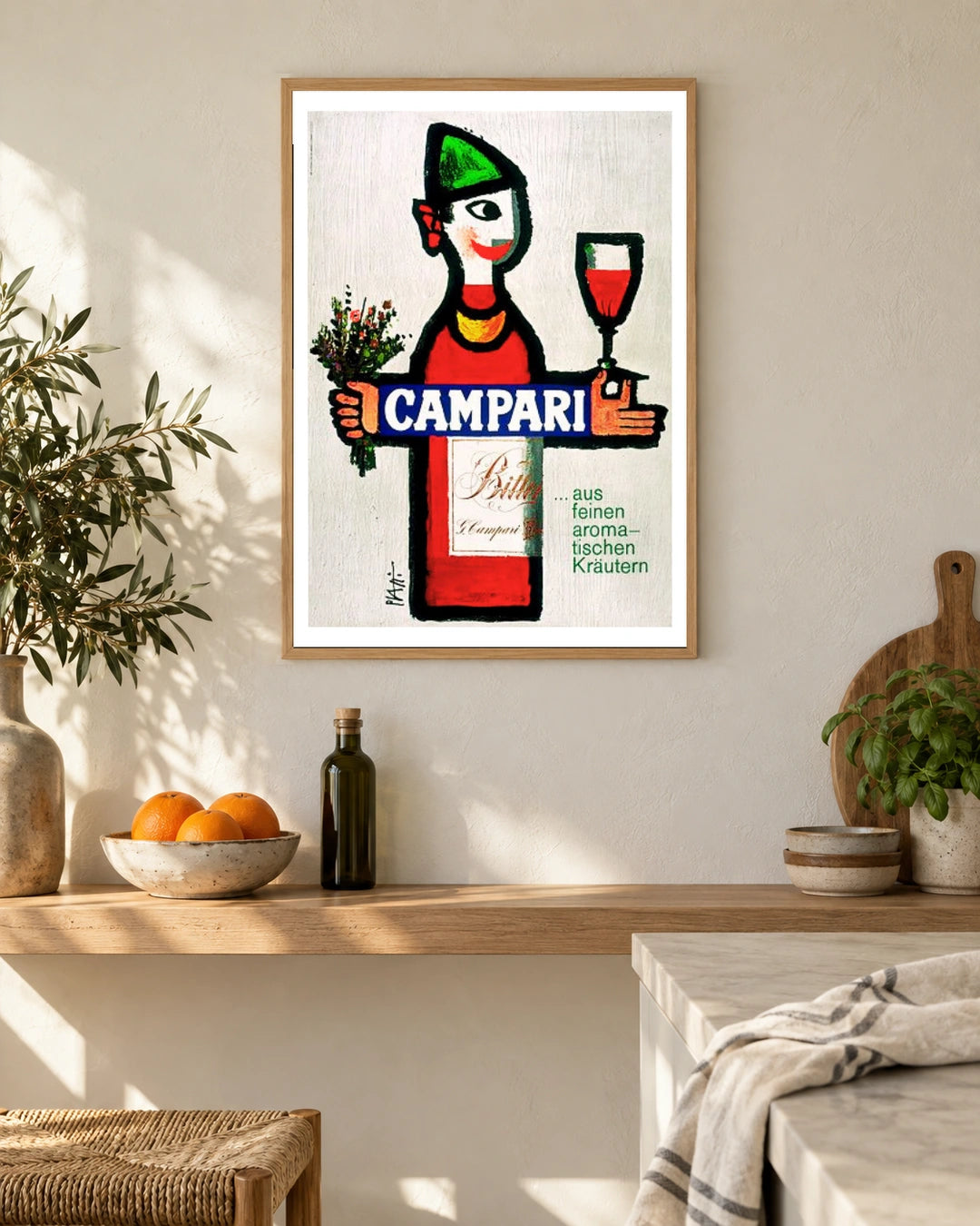 Bitter Campari Bottle Figure Poster — styled room view