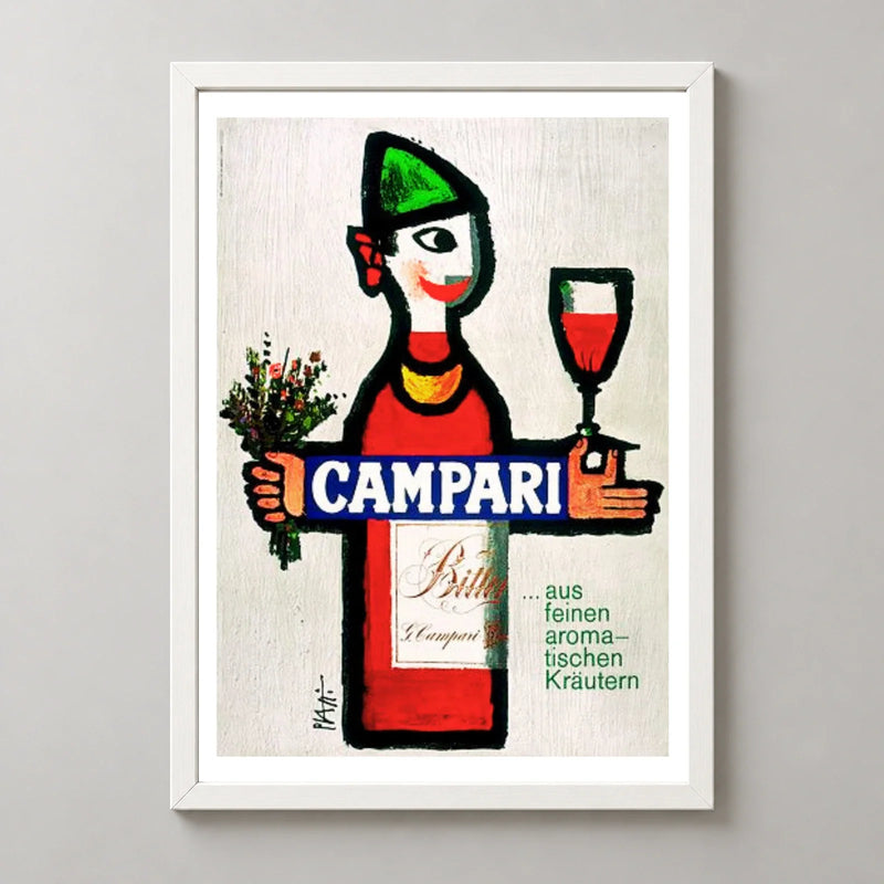 Bitter Campari Bottle Figure Poster — white frame