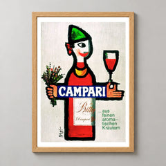 Bitter Campari Bottle Figure Poster — wood frame