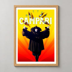 Bitter Campari Magician Poster — wood frame