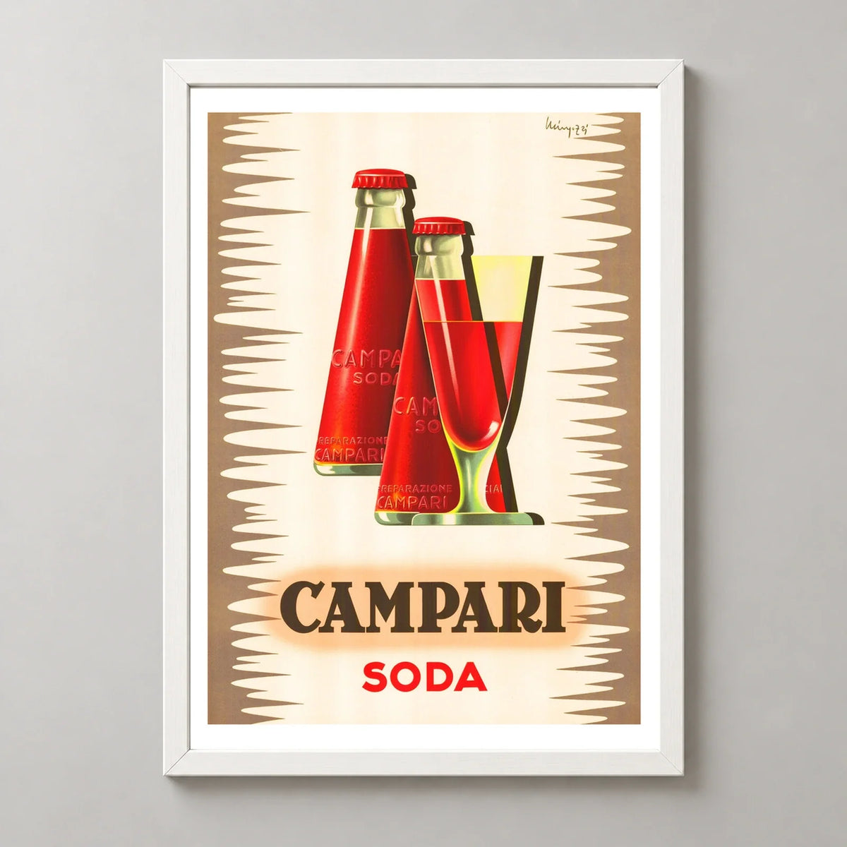 Campari Soda Twin Bottles Poster — white frame