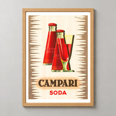 Campari Soda Twin Bottles Poster — wood frame