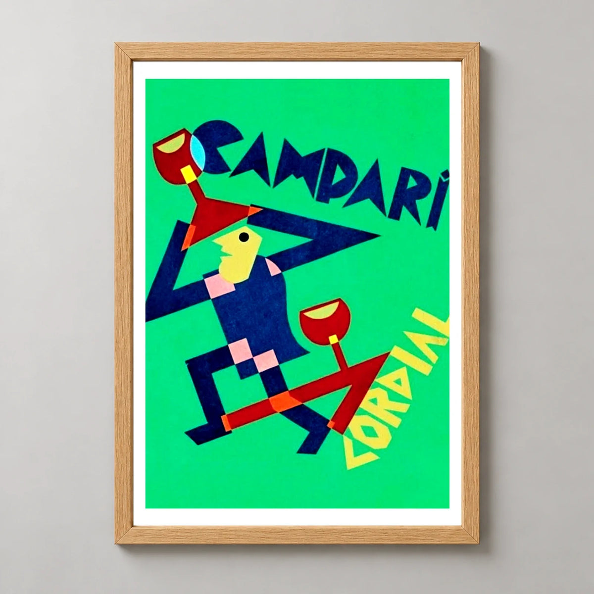 Campari Cordial Geometric Figure Poster — wood frame