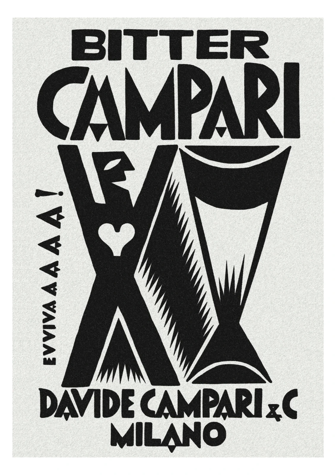 Bitter Campari Evviva Black and White Poster — complete artwork