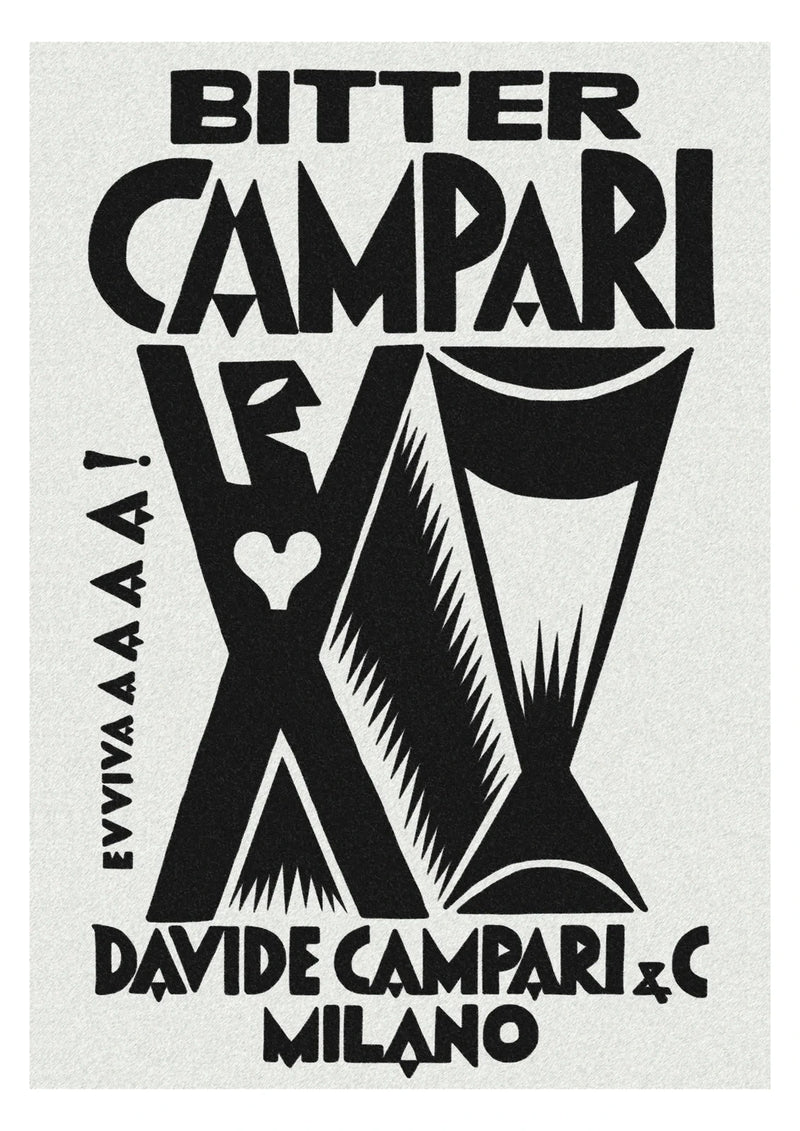 Bitter Campari Evviva Black and White Poster — complete artwork