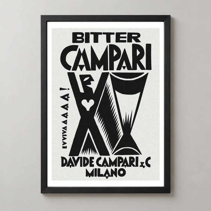 Bitter Campari Evviva Black and White Poster