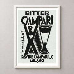 Bitter Campari Evviva Black and White Poster — white frame