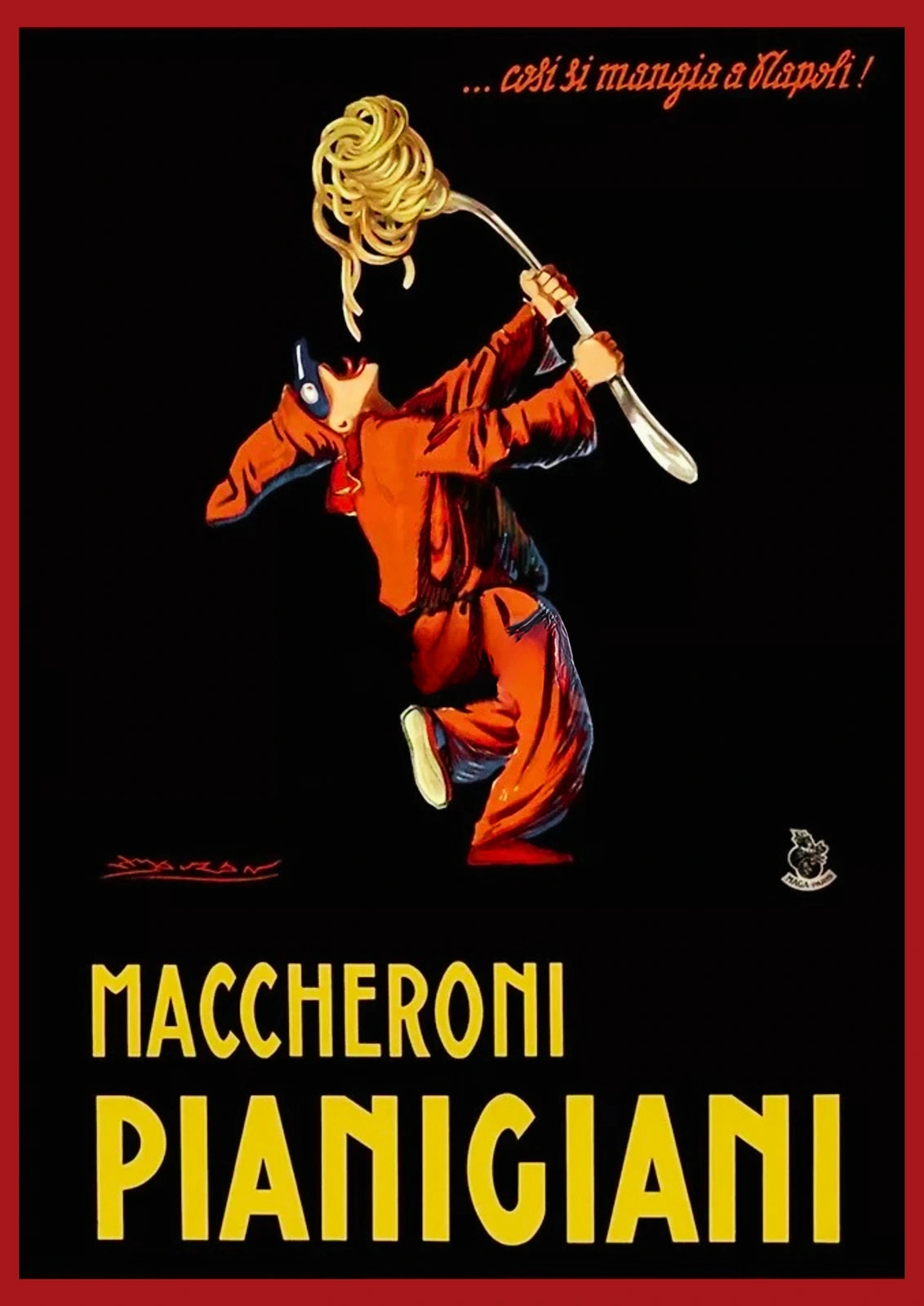 Maccheroni Pianigiani Pasta Poster by Achille Mauzan — complete artwork