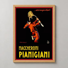 Maccheroni Pianigiani Pasta Poster by Achille Mauzan — wood frame