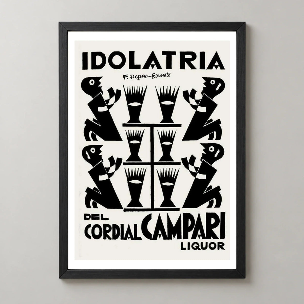 Idolatria del Cordial Campari Poster by Fortunato Depero — black frame