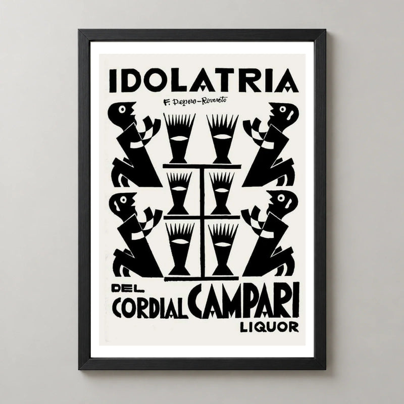 Idolatria del Cordial Campari Poster by Fortunato Depero — black frame