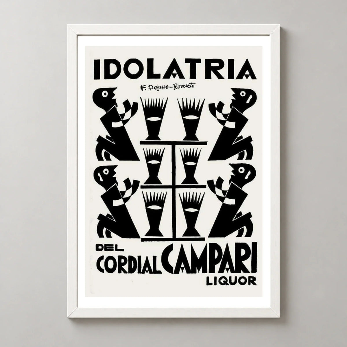 Idolatria del Cordial Campari Poster by Fortunato Depero — white frame
