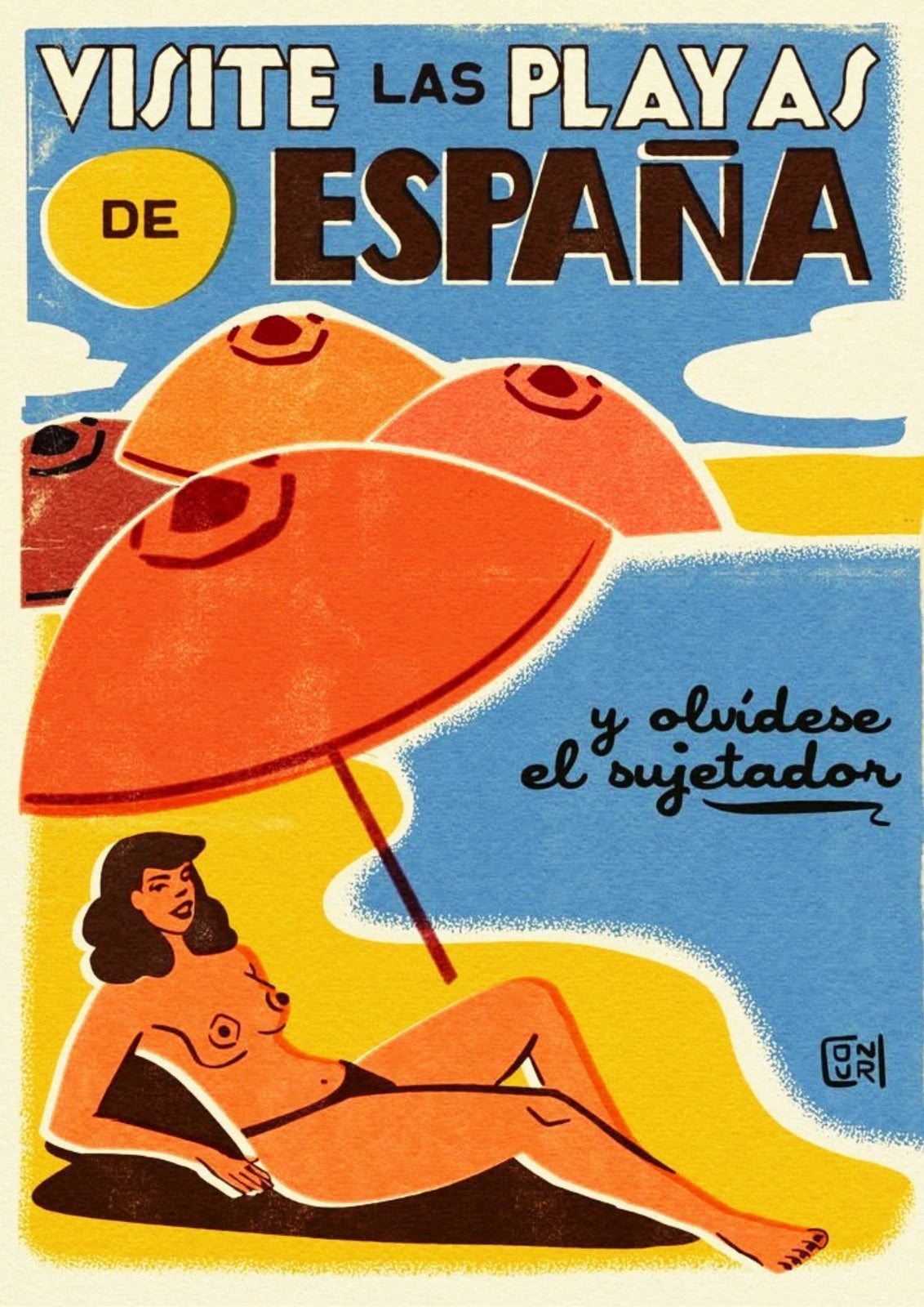 Visite las Playas de España Beach Poster — complete artwork