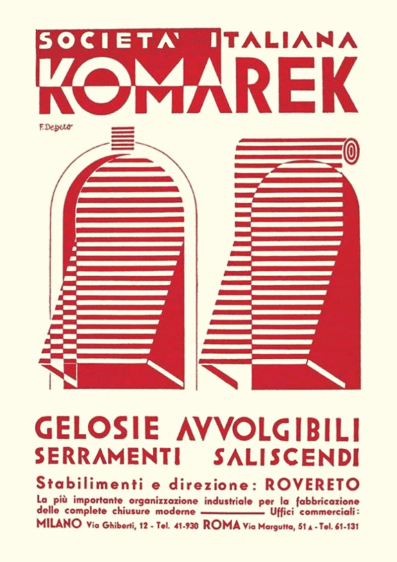 Komarek Italian Advertising Poster by Fortunato Depero — complete artwork