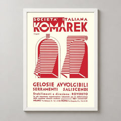 Komarek Italian Advertising Poster by Fortunato Depero — white frame