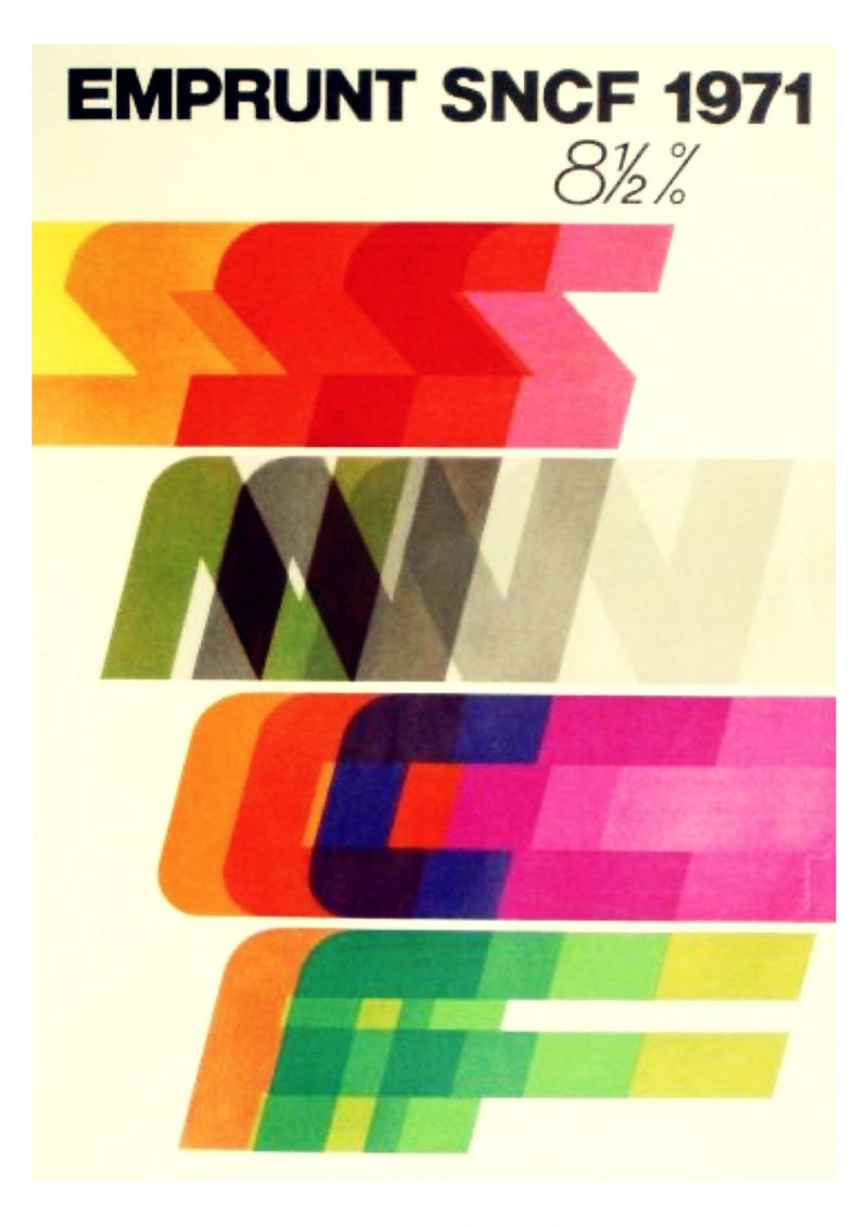 Emprunt SNCF 1971 French Typography Poster — complete artwork