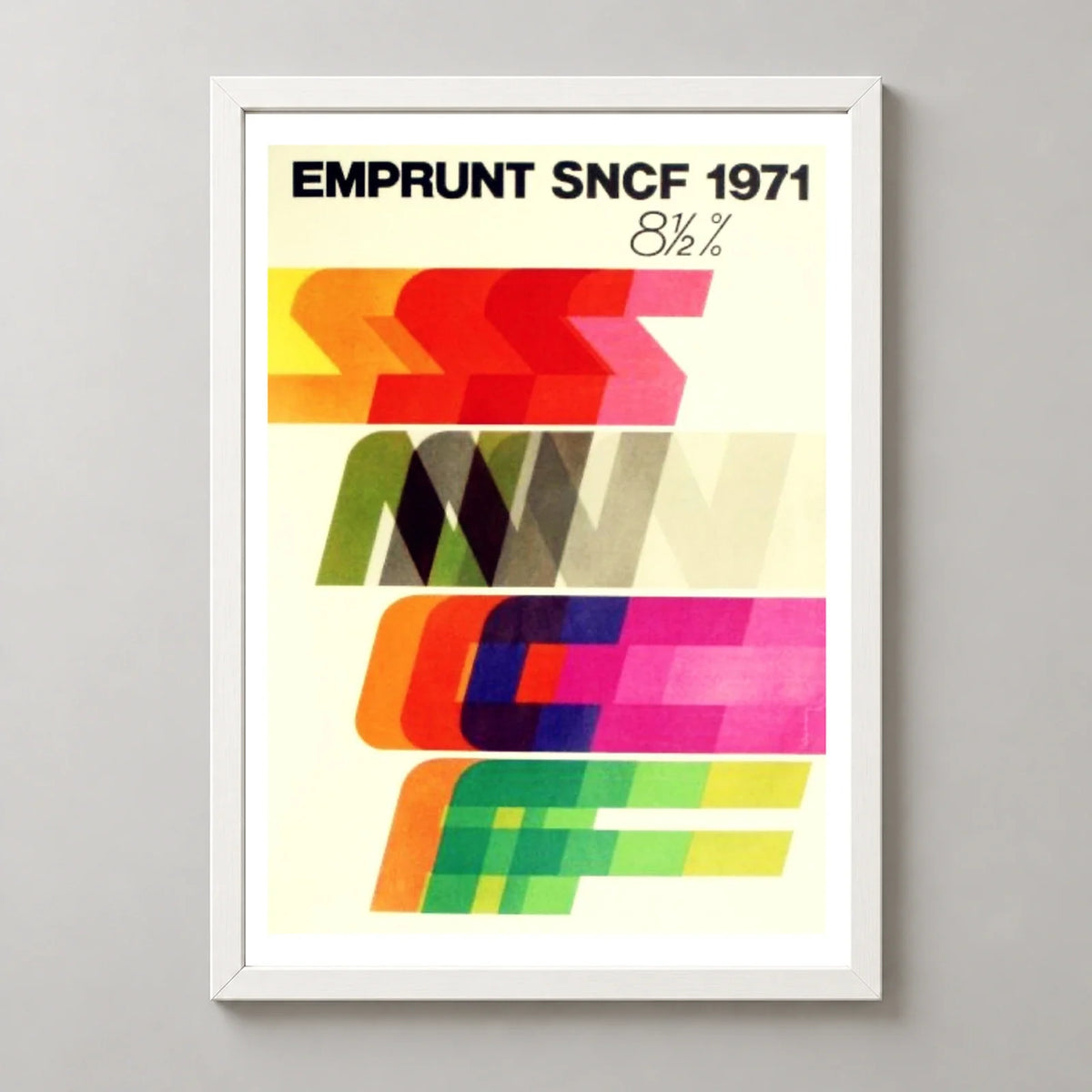 Emprunt SNCF 1971 French Typography Poster — white frame