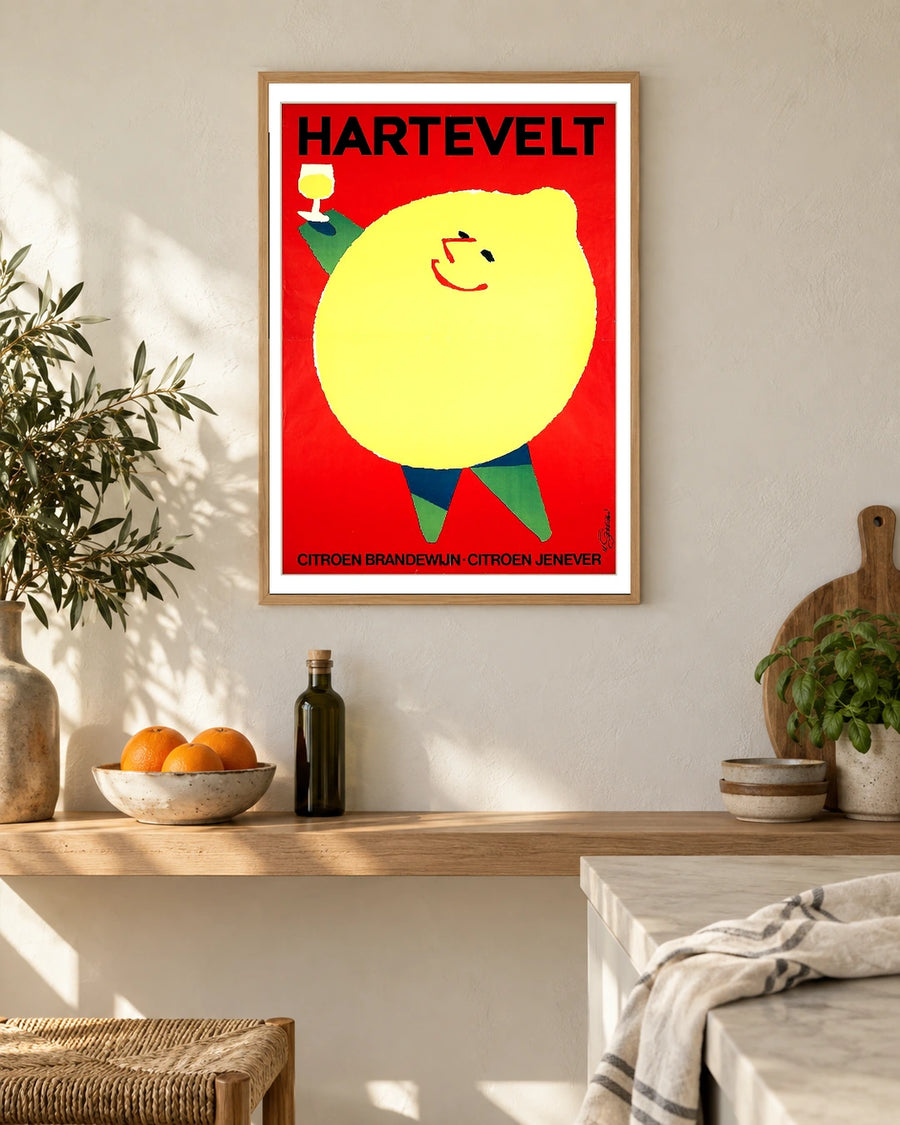 Hartevelt Citroen Jenever Lemon Poster — styled room view