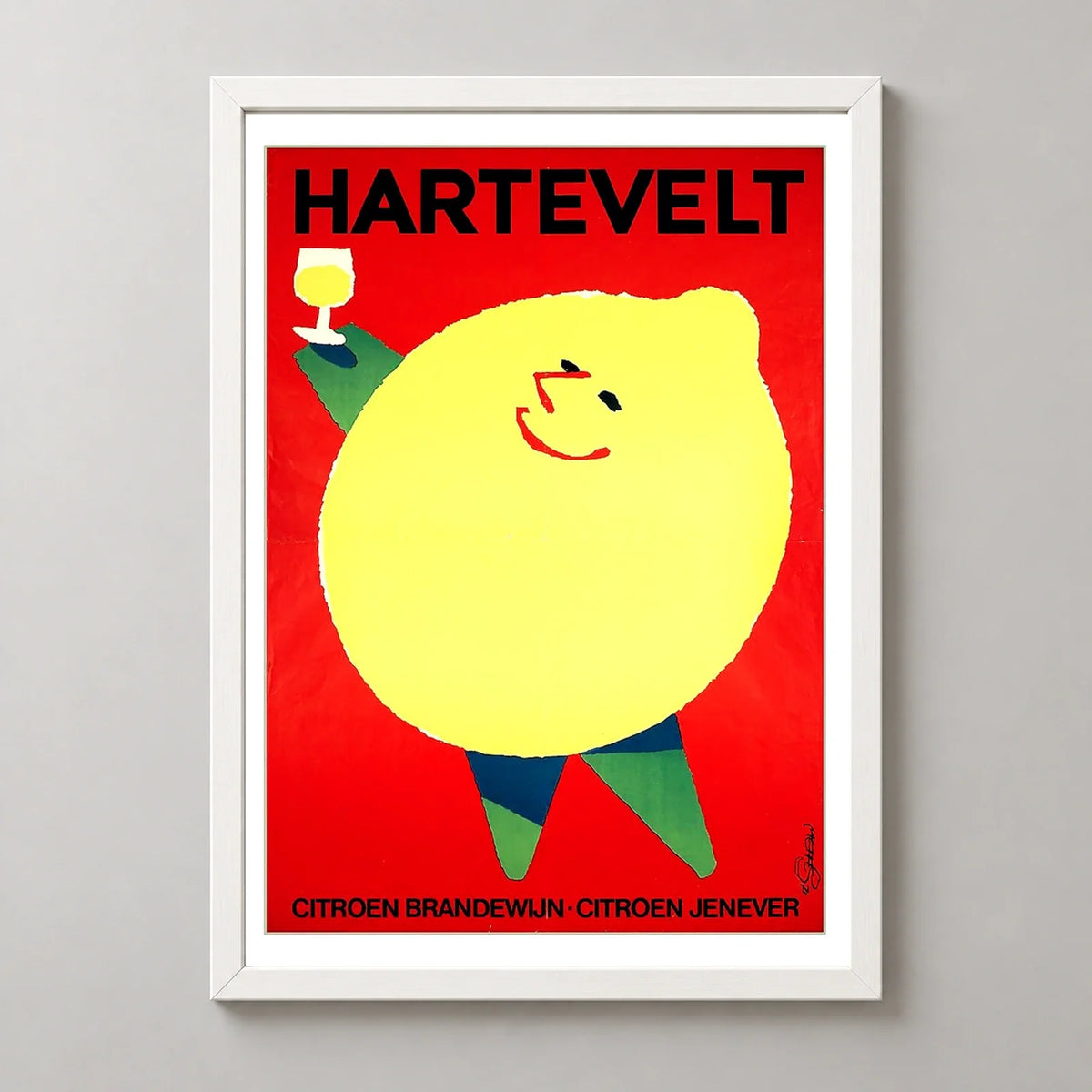 Hartevelt Citroen Jenever Lemon Poster — white frame