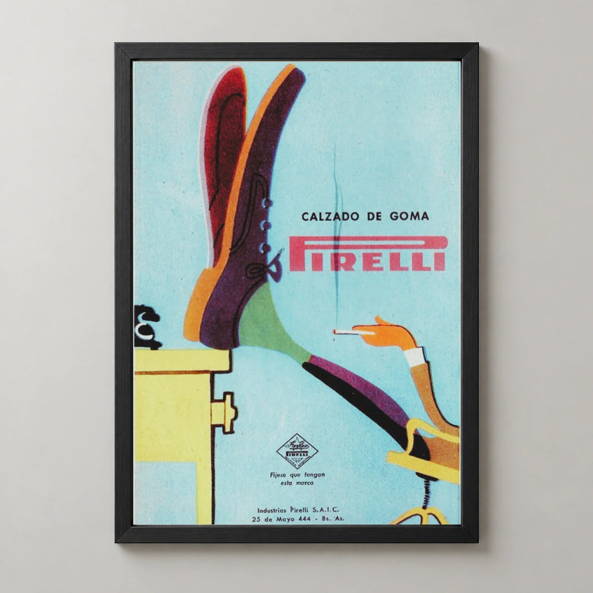 Pirelli Calzado de Goma Shoe Poster — black frame