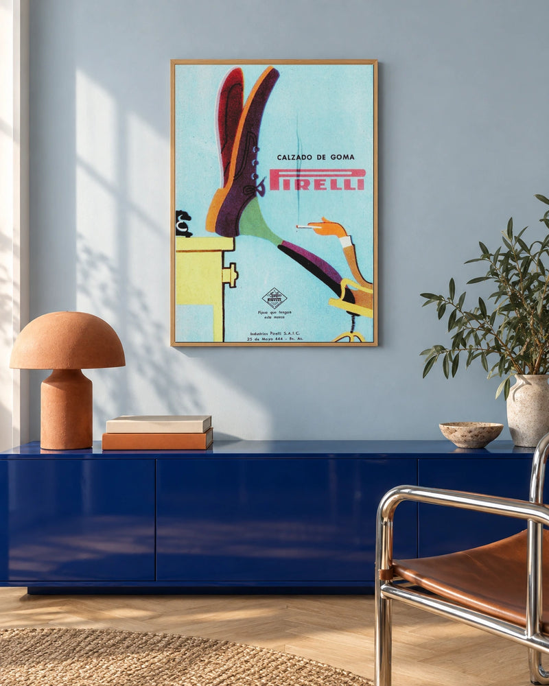 Pirelli Calzado de Goma Shoe Poster — styled room view